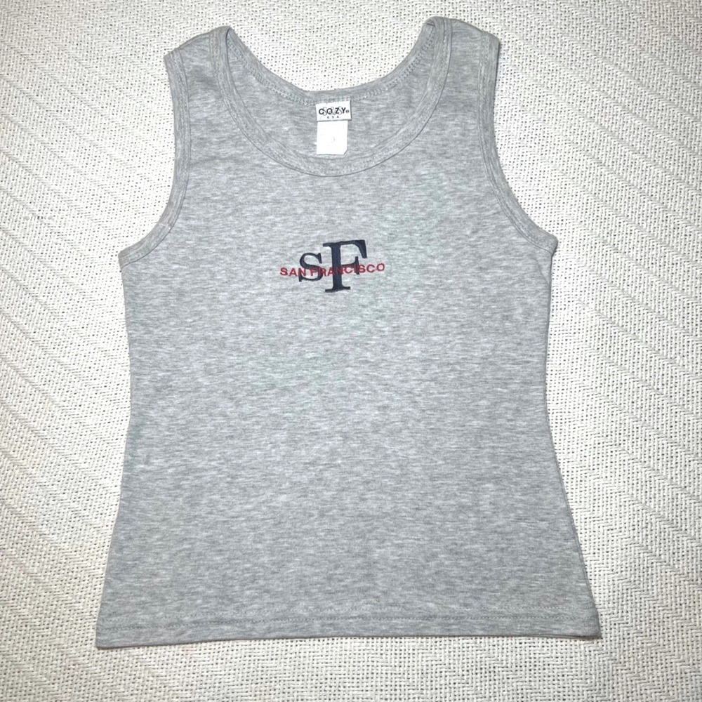 Vintage 90s Cozy USA Baby Tee Tank Top San Francisco Y2K Size Small
